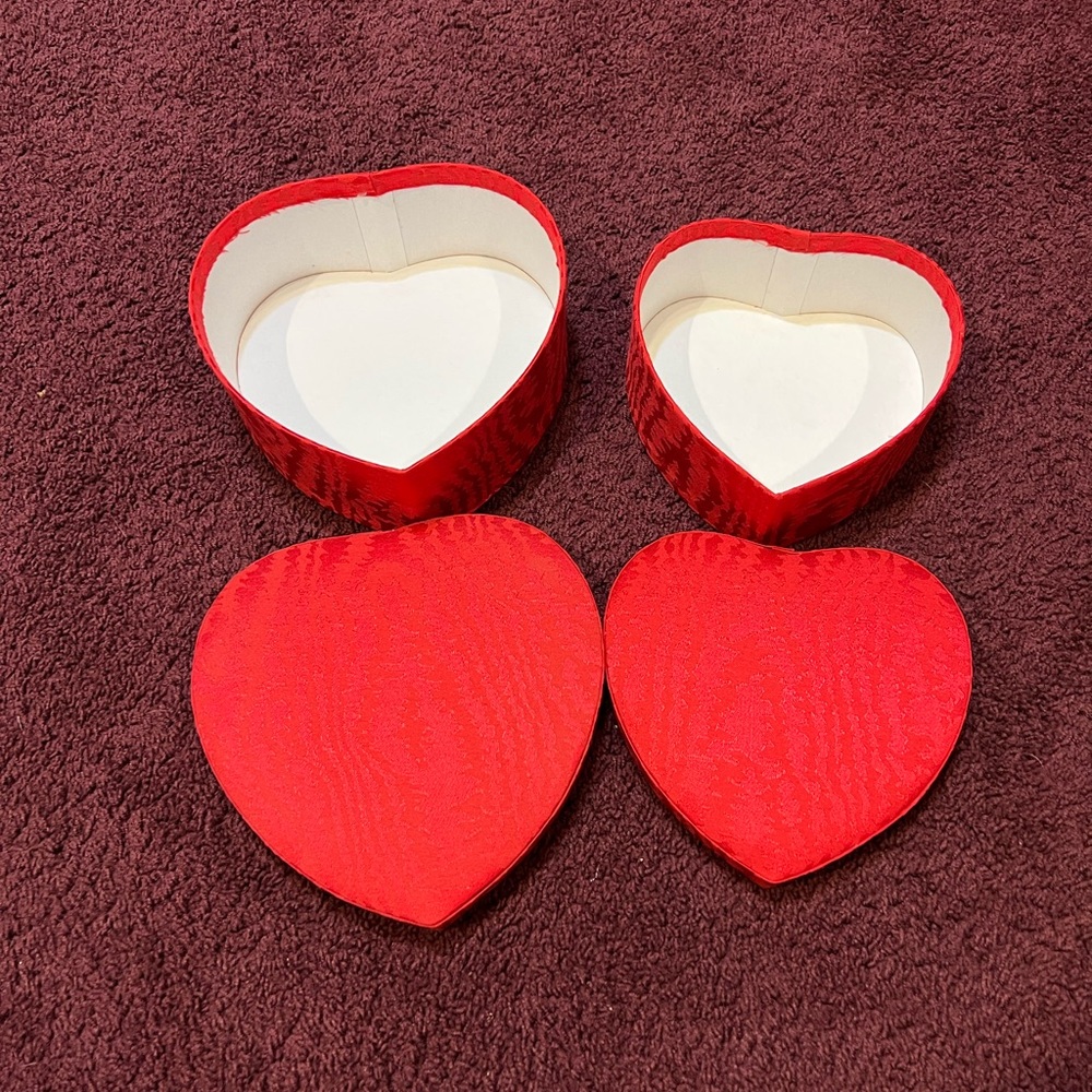 Two (2) heart shaped gift boxes great for putting a Valentines gift in !